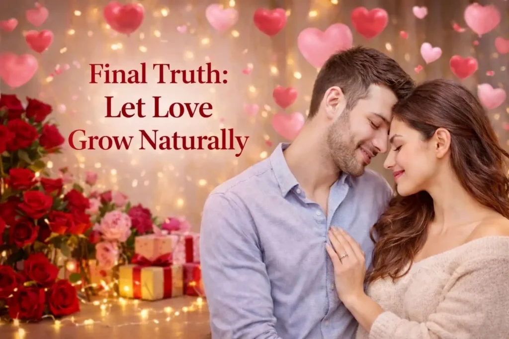 Couple expressing natural emotional connection.