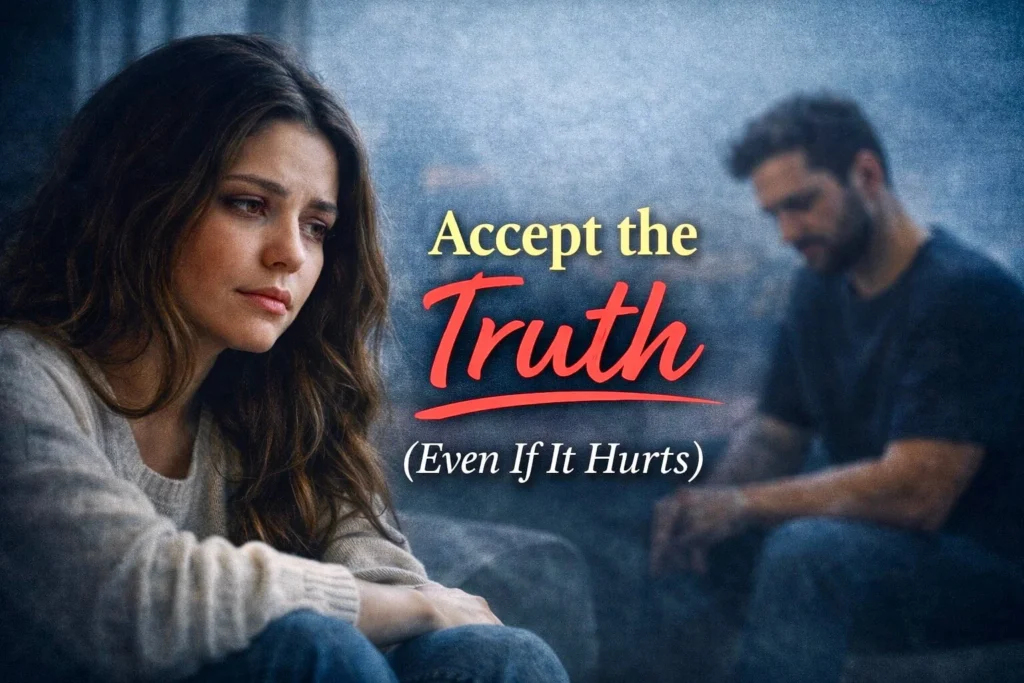 woman accepting painful truth in relationship emotional healing after heartbreak acceptance