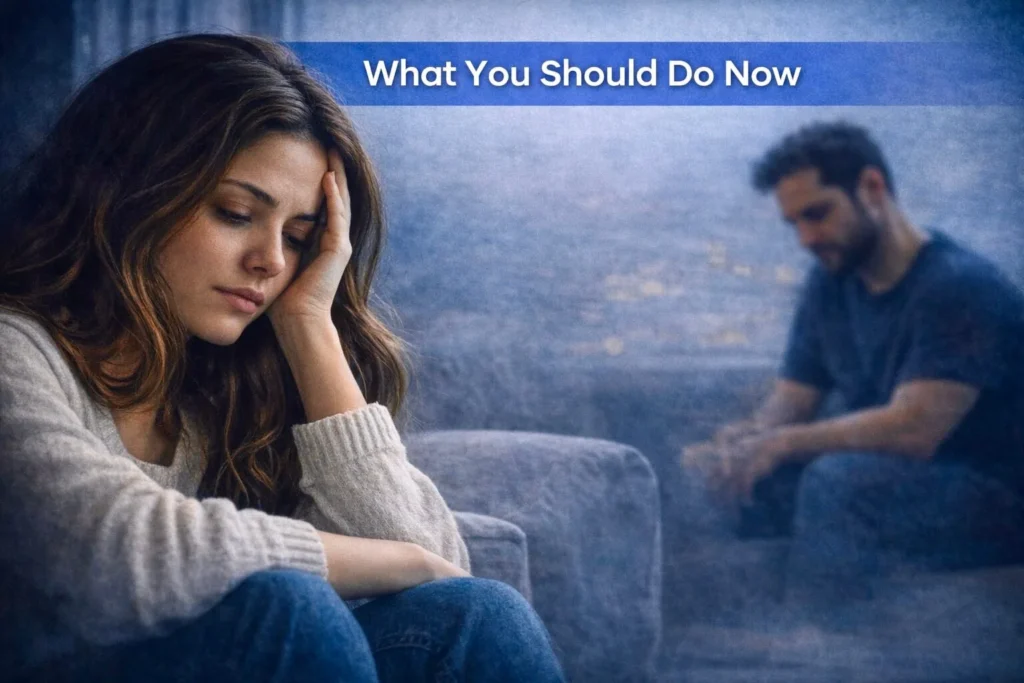 woman feeling ignored in relationship man distant behind her signs he does not love you what to do next