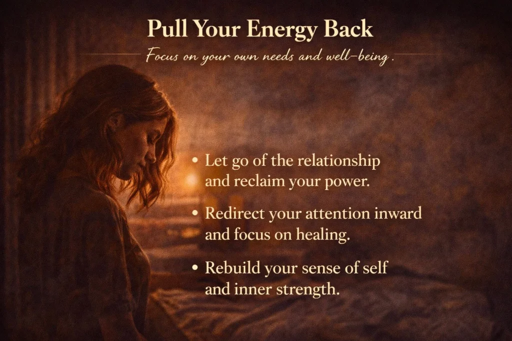 Pull your energy back message showing emotional detachment and self healing after relationship distance