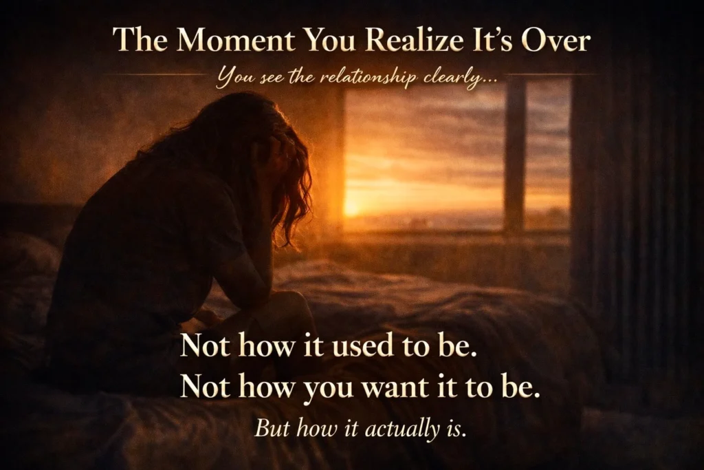 The moment you realize love is over emotional realization of breakup and change in behavior