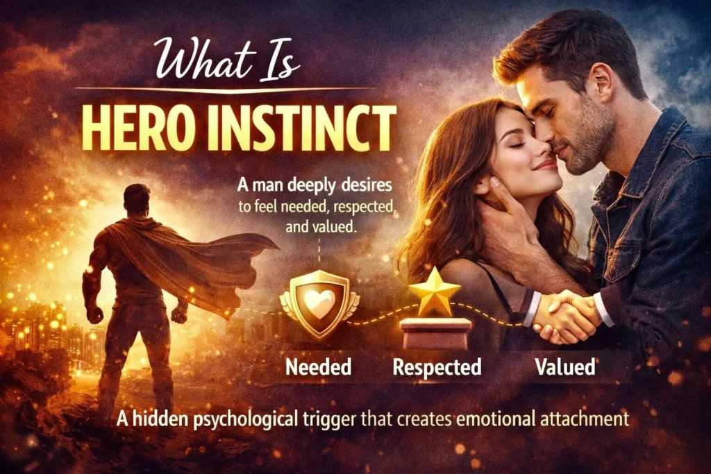 what is hero instinct in a man meaning psychology needed respected valued emotional attachment relationship concept illustration
