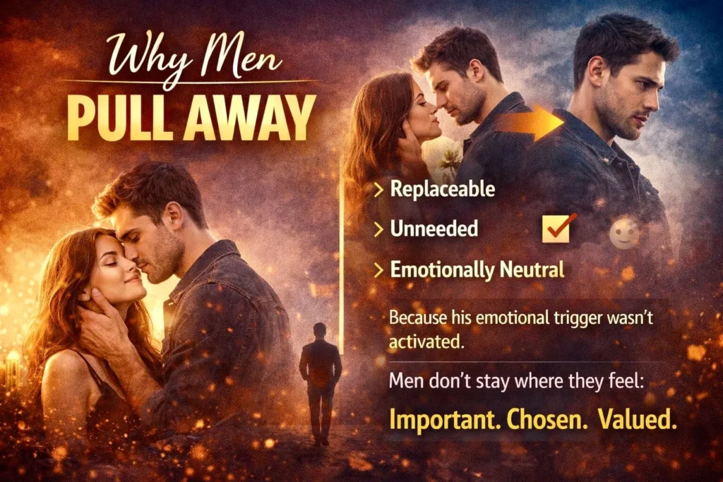 why men pull away in relationships psychology reasons emotional distance feeling unneeded replaceable relationship problem illustration