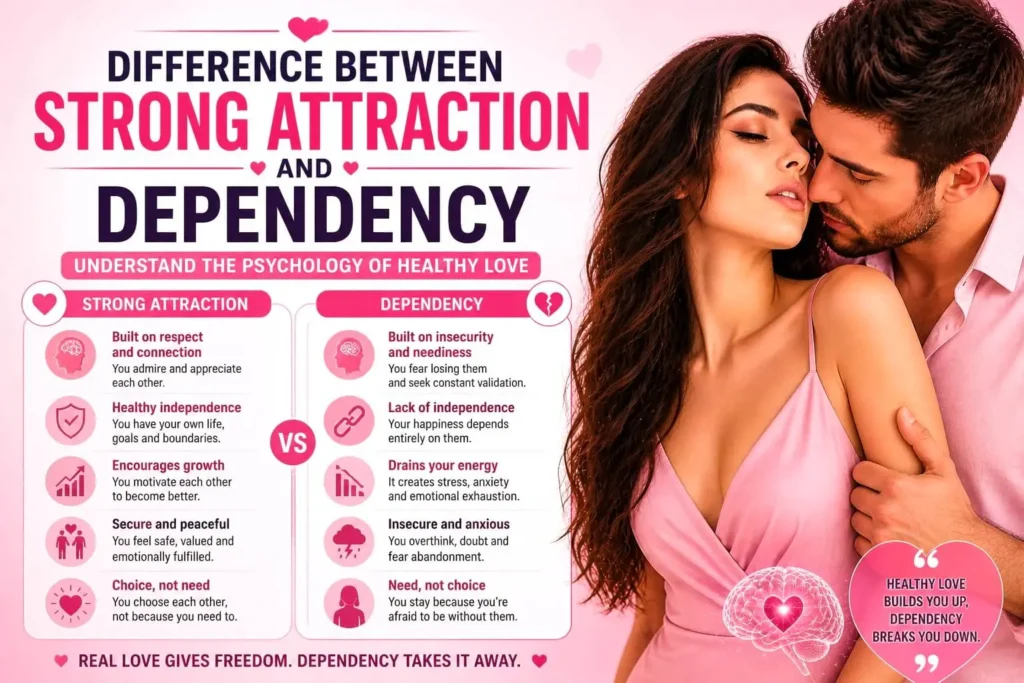 Difference between strong attraction and emotional dependency in relationships explained with psychology-based insights