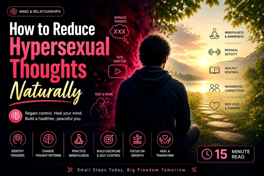 Man healing from intrusive thoughts through mindfulness, nature, and self-improvement