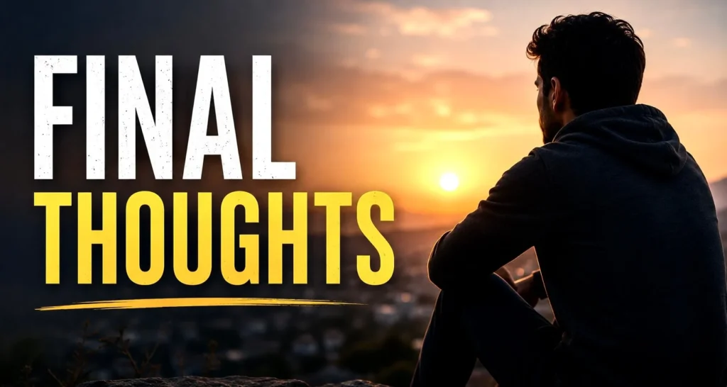 Person sitting alone at sunset reflecting on emotional healing and relationship growth with the title Final Thoughts.