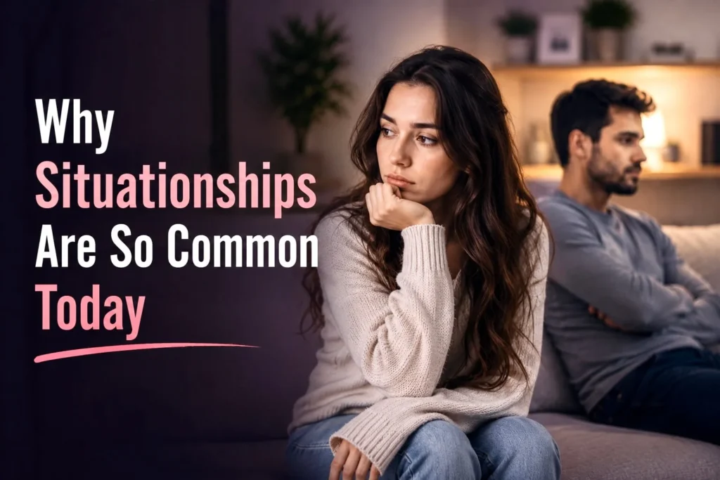 Emotionally disconnected couple reflecting the rise of situationships in modern dating and relationships.