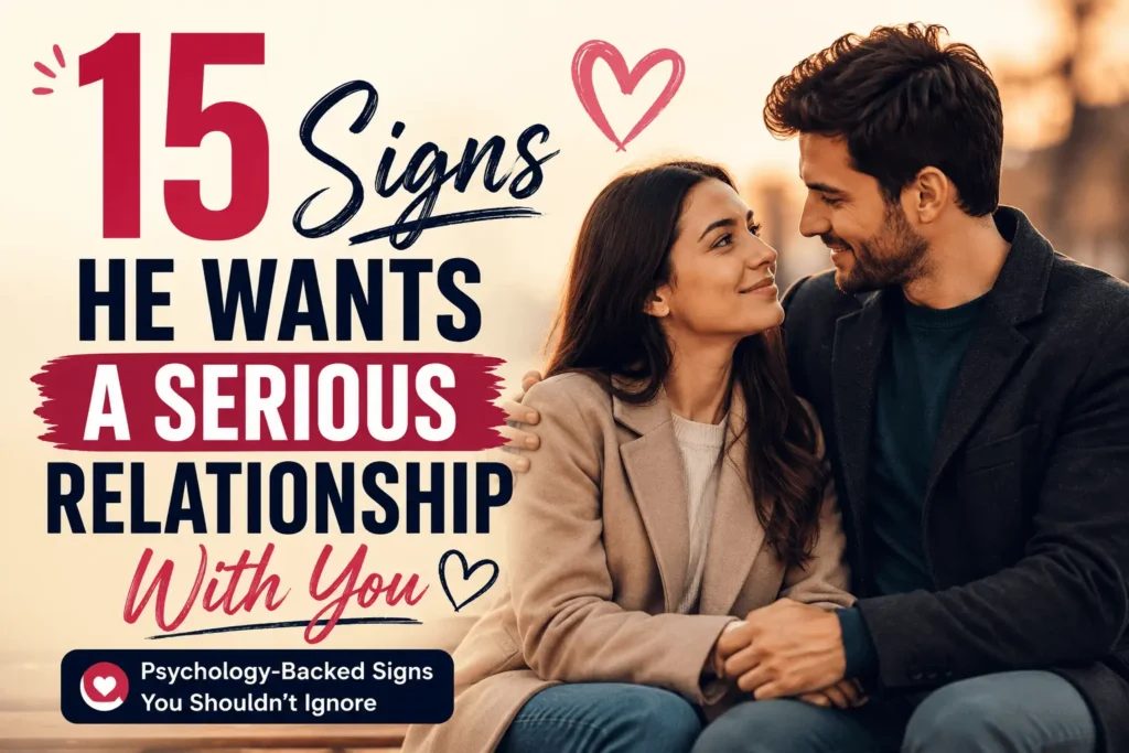 Happy couple sharing a romantic moment, illustrating 15 psychology-backed signs he wants a serious relationship with you.