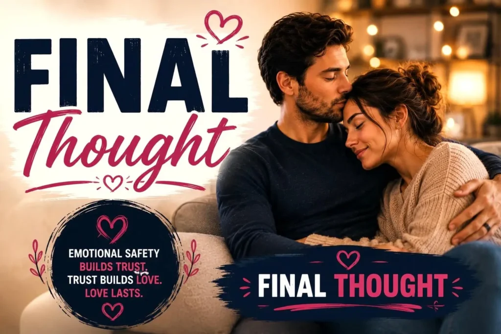 A happy couple showing trust, affection, and emotional security, illustrating the signs a man feels emotionally safe in a relationship.