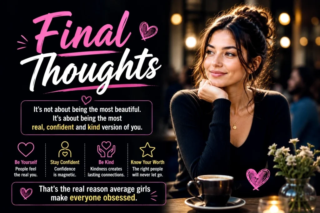 Final thoughts on why average girls make everyone obsessed through confidence, kindness, emotional intelligence, and authentic attraction.