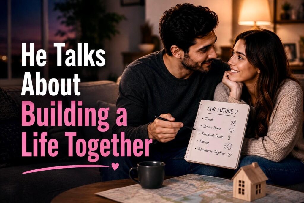 A couple planning their future together, discussing shared goals and long-term commitment in a healthy relationship.