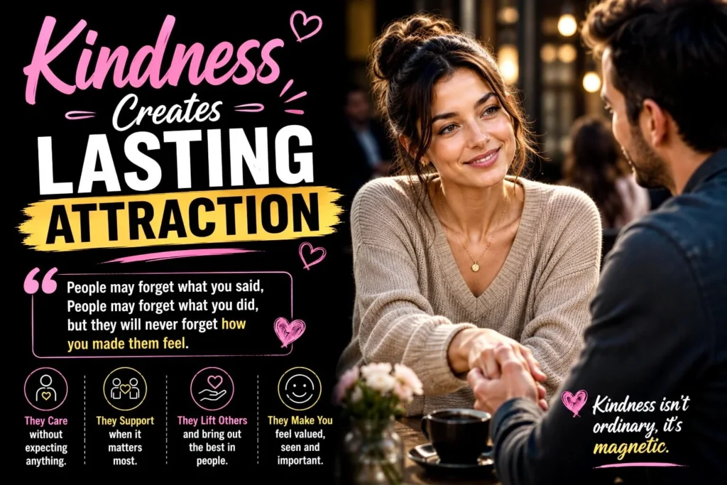 Kind woman creating lasting attraction through empathy, compassion, and emotional connection according to psychology.