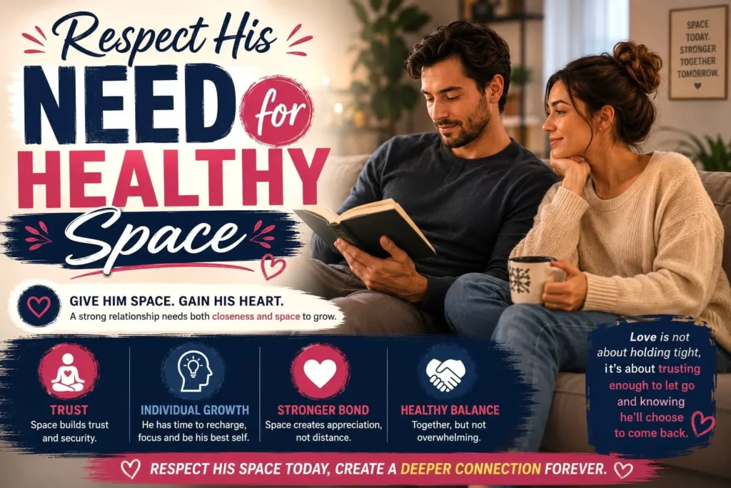 A woman giving her partner healthy personal space while maintaining emotional closeness and mutual respect in a relationship.