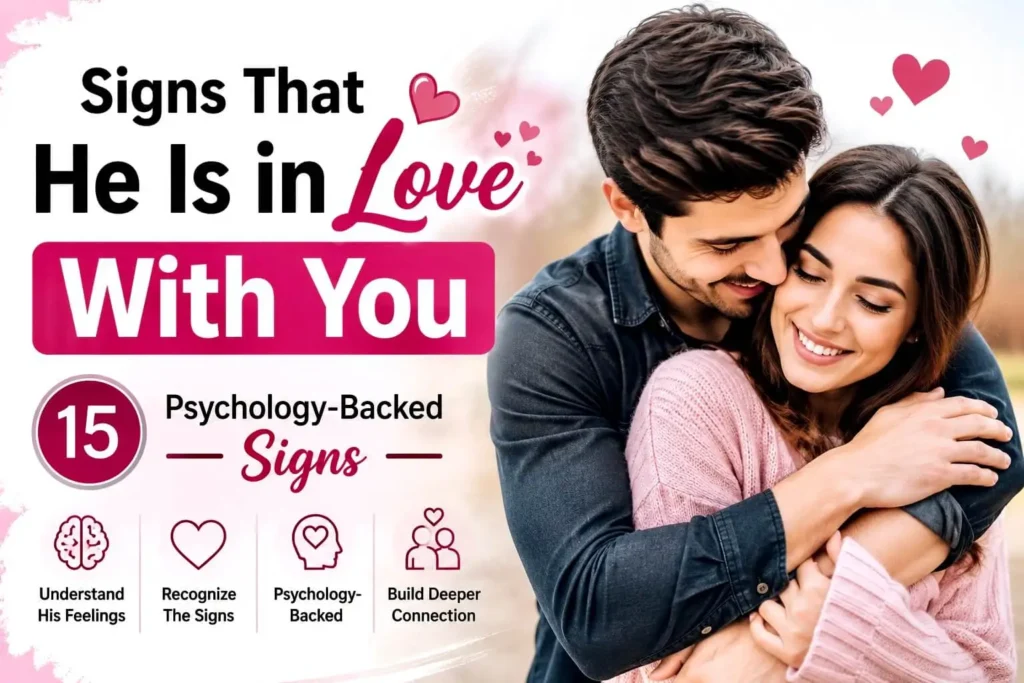 Romantic couple illustrating 15 psychology-backed signs that he is in love with you and shows genuine love through consistent actions.