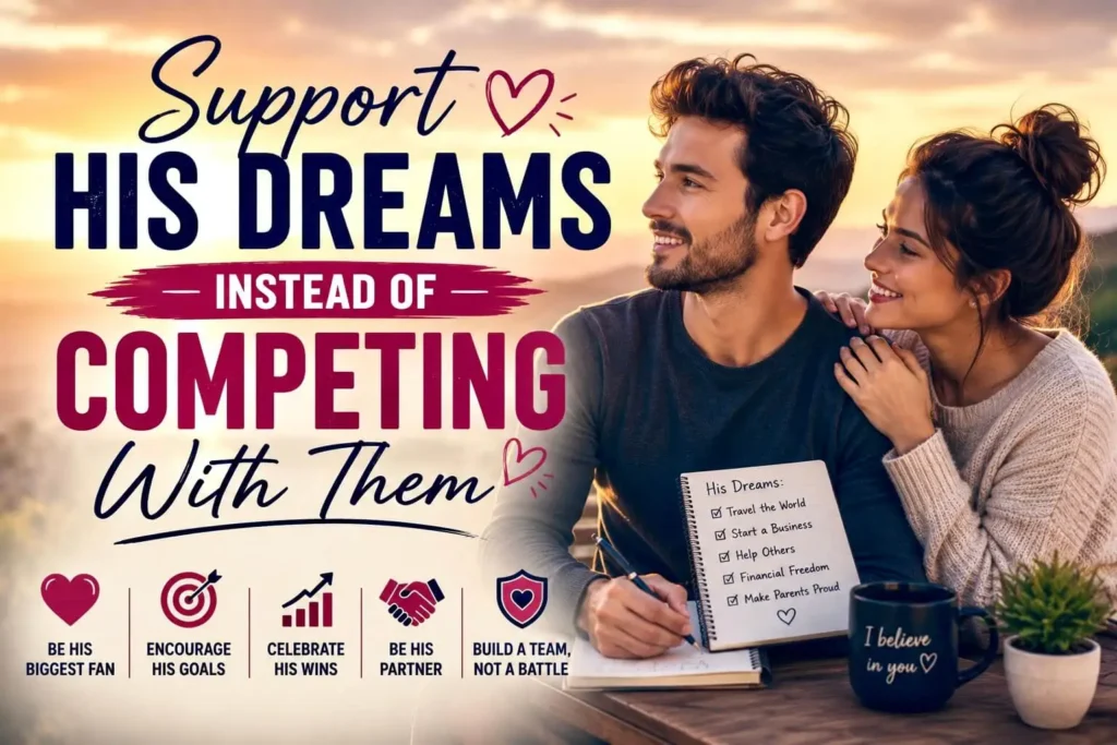 Supportive woman encouraging her partner's goals, showing how mutual support strengthens emotional intimacy and lasting love.
