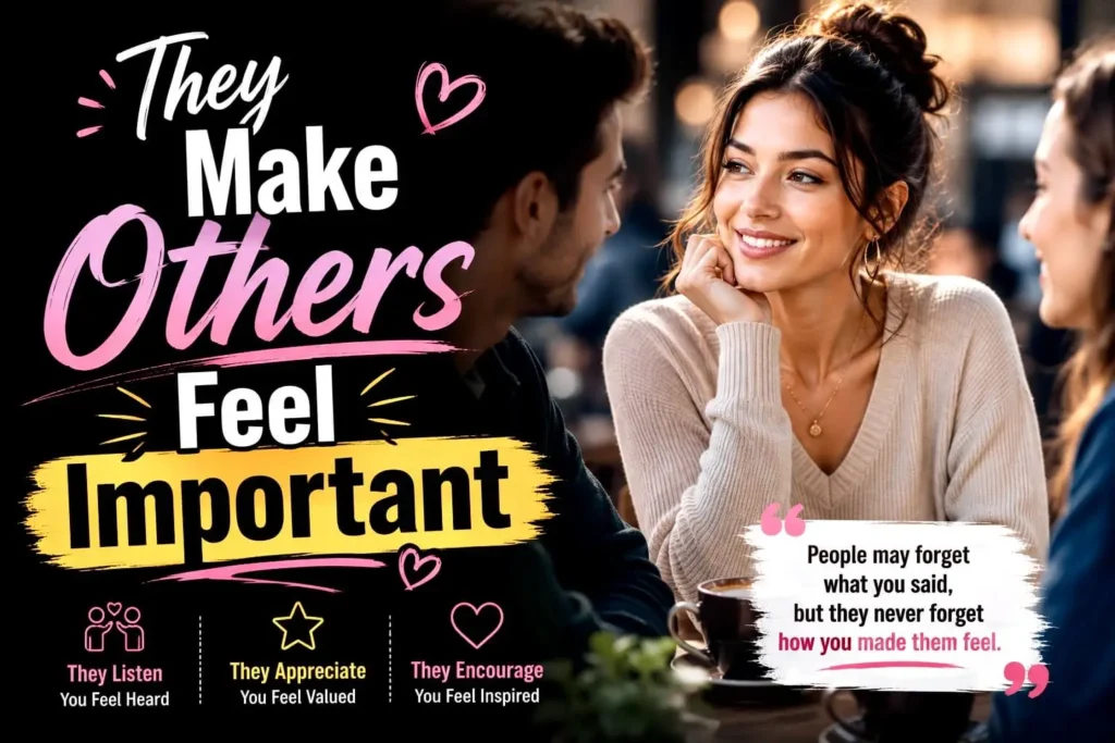 Woman making others feel valued through active listening and emotional connection in relationship psychology.