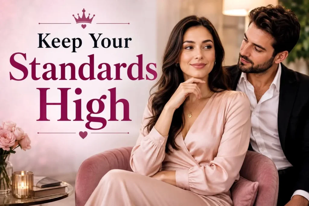 Confident woman keeping high standards in a healthy romantic relationship