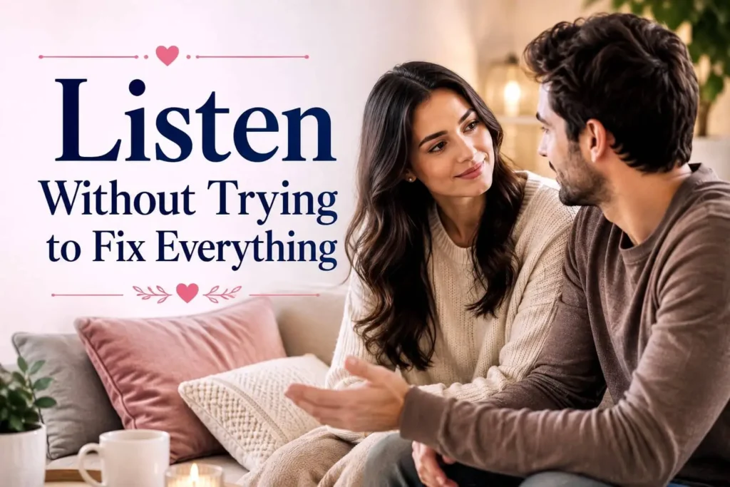 Woman listening empathetically to a man without trying to fix everything