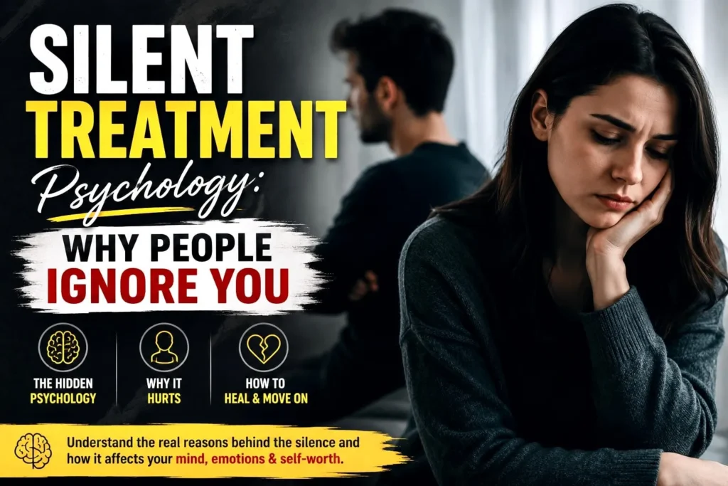 Silent treatment psychology showing a woman hurt while a man ignores her