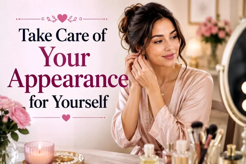 Woman taking care of her appearance for herself with a self-care routine